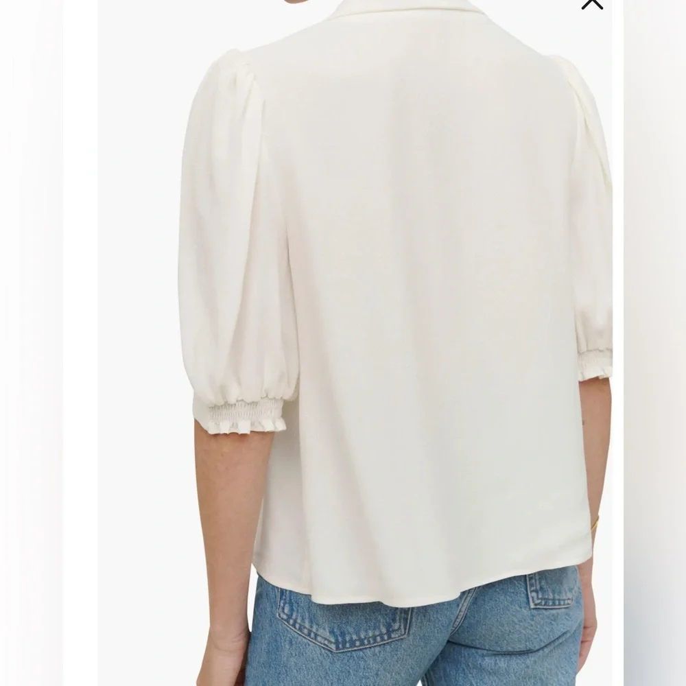 New Reformation Joelle Tie Neck Button-Up Blouse in Gossamer ✨🔥🔥 no 🏷️ XS